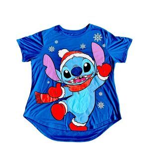NEW Disney Stitch Blue Christmas T-shirt size 3XL